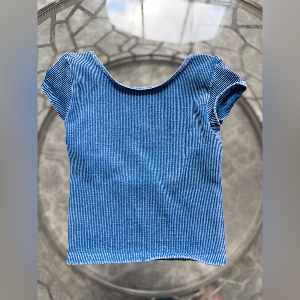 Tiger Friday Blue Ribbed Denim-Style Shirt